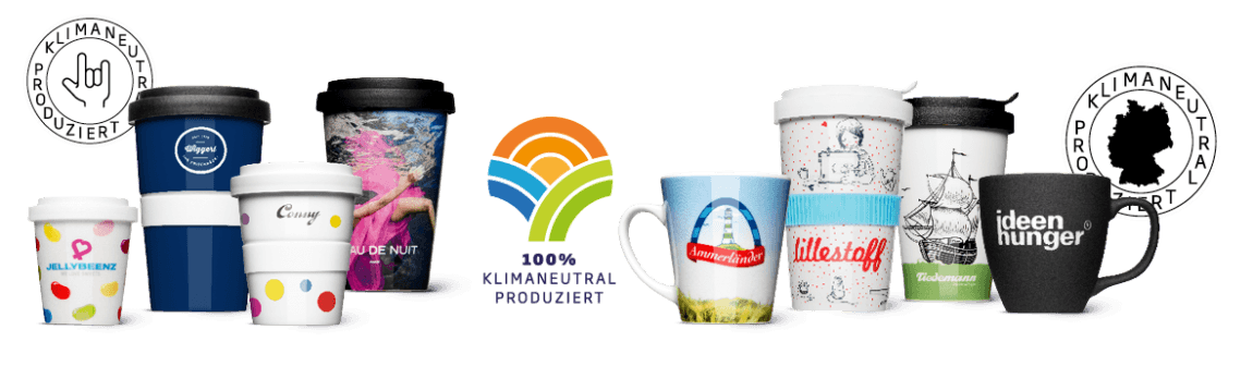 klimaneutral hergestellte Porzellantassen und Becher